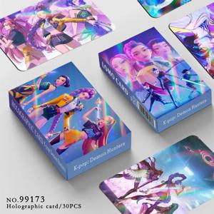 30 개/대 KPop 악마 사냥꾼 완료 레이저 카드 애니메이션 캐릭터 Lomo 작은 카드 소녀 장난감 어린이 생일 선물 뜨거운 판매