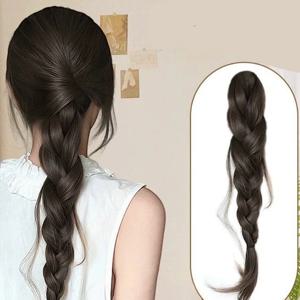 45cm 와이어 드로잉 피쉬 테일 브레이드 로우 타이드 합성 포니 테일 가발 여성 게으른 기질 트위스트 브레이드 헤어 익스텐션