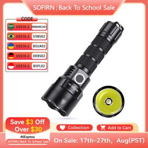 Sofirn C8G 강력한 LED 손전등 21700 SST40 18650 전원 표시기 랜턴 토치 2 그룹 램핑 SOS 비콘 야외