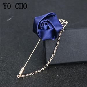 YO CHO 신랑 들러리 Boutonniere 웨딩 코사지 남자 브로치 핀 부르고뉴 실크 장미 꽃 신랑 Boutonniere 웨딩 플라워 액세서리