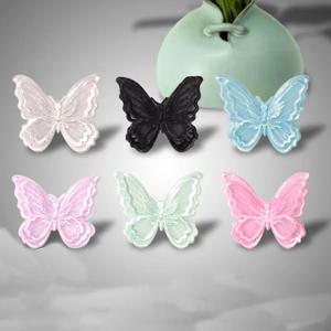 3D 더블 레이어 오간자 자수, 큰 나비 아플리케 원단, DIY 웨딩 머리 장식, 바느질 의류 액세서리, 20PCs/로트