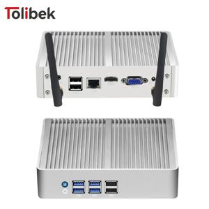 Windows7/10 Linux와 호환되는 팬리스 미니 PC Intel Core i5-4200U i7-4500U 산업용 PC 8x USB 포트 HDMI+VGA 지원 WiFi