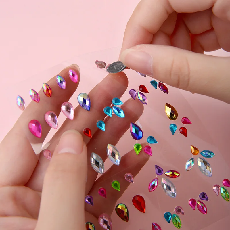 DIY 바디 크리스탈 페이스 보석 아크릴 아이섀도우 스티커, 셀프 접착 글리터 다이아몬드, 다기능 문신 축제