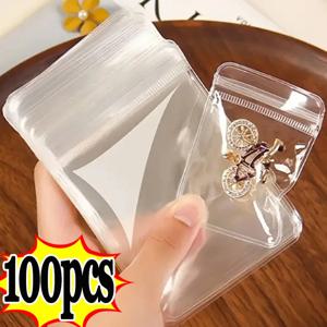 10/100pcs 두꺼운 PVC 쥬얼리 패키지 가방 투명 항산화 주최자 디스플레이 포장 보관 셀프 씰링 파우치