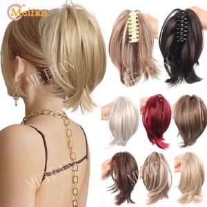 MEIFAN 합성 스트레이트 클로 클립 Chignon 푹신한 도넛 지저분한 헤어 번 클립 헤어 테일 확장 여성용 천연 헤어 피스