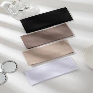 4 개/대 패션 와이드 솔리드 컬러 HairBands 부드러운 탄성 머리띠 여자 여자 메이크업 러닝 스포츠 요가 Vintag 헤어 액세서리