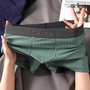 1Pcs 복서 반바지 남자 속옷 섹시한 팬티 코튼 스트라이프 남자 팬티 남성 복서 옴므 U 볼록 란제리 무료 배송
