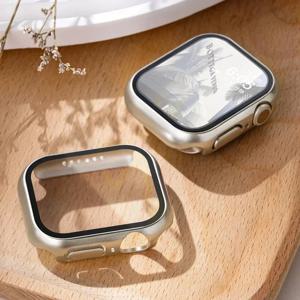 강화 유리 + Apple 시계 케이스 용 커버 45mm 41mm 44mm 40mm 42mm 화면 보호기 Apple Watch 액세서리 시리즈 9 4 5 6 SE 7 8