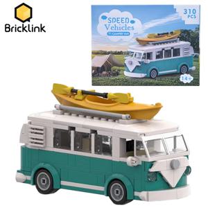 브릭링크 MOC 테크니컬 자동차 10220 VW T1 터키석 캠핑카 시티 캠프 트럭 세트 박스 포함 빌딩 블록 장난감 크리스마스 선물