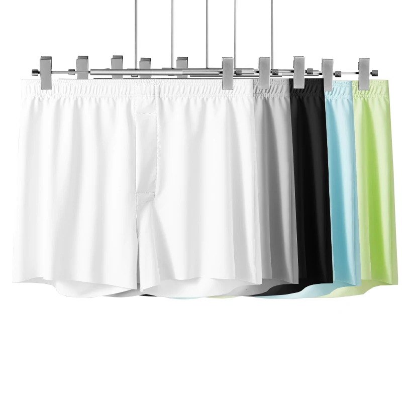 4pcs 남성 화살표 바지 남자 얼음 실크 복서 반바지 느슨한 중반 허리 남자 플러스 사이즈 속옷 Homewear 편안한 팬티