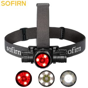 Sofirn HS21 SFT40 LED 2000lm 빨간색 전조등 18650 USB C 충전식 손전등 적외선 센서가 장착된 강력한 헤드라이트