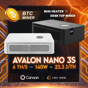 징글 마이닝 카나안 아발론 나노3S 6TH/s 140W 2025 최신형 ASIC 채굴기 BTC 암호화폐 비트코인 1개 블랙/화이트 재고 있음