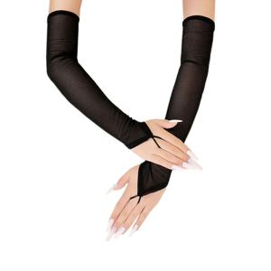 여성용 긴 손가락없는 투명 탄성 메쉬 후크 손가락 섹시한 장갑, 솔리드 에티켓 파티 코스프레 원피스 액세서리, 50cm