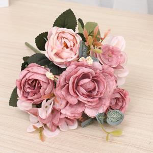 1/5pcs 인공 장미 모란 꽃다발 고품질 가짜 꽃 축제 홈 장식 Diy 식물 배열 웨딩 Decora 분재