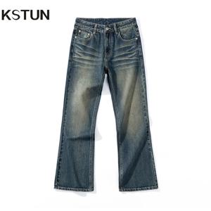 KSTUN 부츠 컷 청바지 남성 플레어 바지 루즈한 streetwear 빈티지 남성 바지 남성 의류 2025 봄 가을 청바지 카우보이