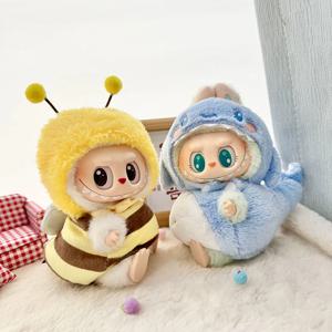 인형 옷 15-17cm Labubu 펜던트 앉아 아기 꿀벌 공룡 상어 Labubu 인형 액세서리 귀여운 장식 작은 옷