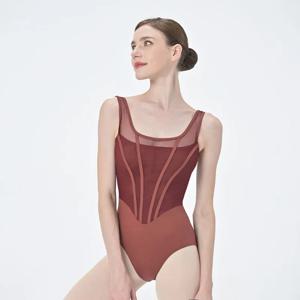 레트로 발레 레오타드 여성 새로운 디자인 스플 라이스 체조 바디 슈트 댄스 착용 성인 우아한 여성 요가 의류