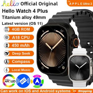 2025 새로운 안녕하세요 시계 4 플러스 울트라 2 Smartwatch 49mm 4G ROM NFC GPT GPS 나침반 시계 블루투스 통화 스마트 시계 남성 여성 3 플러스