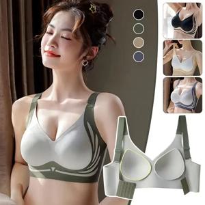 플러스 사이즈 슈퍼 수집 푸시 업 브래지어 여성 소프트 지원 원활한 속옷 여성 풀 컵 리프트 업 브래지어 무선 소프트 잠옷