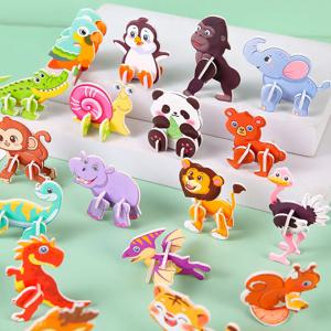 30pcs 3D 재미 미니 동물 공룡 DIY 종이 지그 소 퍼즐 생일 파티 호의 유치원 보상 Pinata 필러 선물