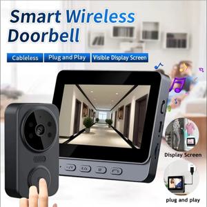 무선 비디오 초인종 카메라 번들, 야간 투시경이 포함된 스마트 보안 카메라, 2.4G WiFi, HD, 동작 감지, 클라우드 스토리지