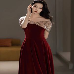 봄 웨딩 드레스 레드 원 숄더 여성 이브닝 가운 약혼 파티 공연 민소매 볼 가운