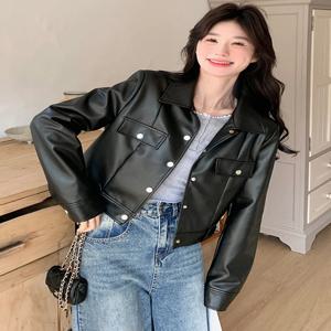 Bla 루즈 여성용 가죽 Jaet American Retro Sle 봄 2025 New Faion 소형 다용도 ort 코트