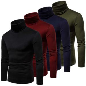 가을 겨울 남성 터틀넥 스웨터 캐주얼 열 긴 소매 슬림 피트 풀오버 스트레치 기본 탑 스웨트 점퍼 TShirt