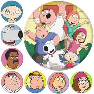 58mm Anime Family Guy Peter Lois Meg Chris Stewie Griffin 코스프레 의상 배지 핀 SPTE Tinplate Brooch