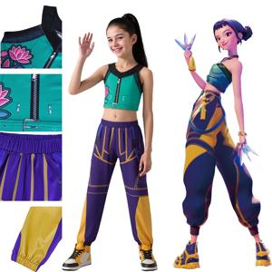 Rumi Zoey Mira 코스프레 소녀 KPop 악마 헌터 코스프레 의상 어린이 Huntrix Rumi 유니폼 할로윈 파티 역할 놀이 의상