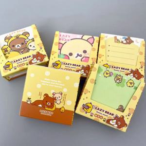 200PCS Rilakkuma 박스형 스티커 메모 귀여운 휴식 곰 만화 메시지 종이 사무실 학교 용품 학생 학습 문구 선물