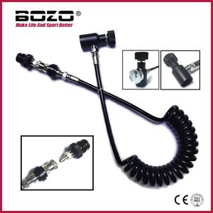 HPA 코일 원격 호스 두꺼운 라인 마이크로보어, 슬라이드 체크, 빠른 연결 해제 및 3000psi 게이지 포함, 2.5m/100 인치
