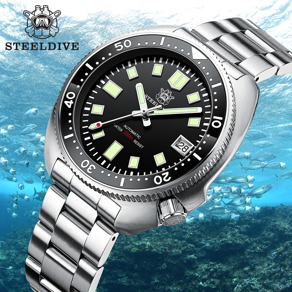 Steeldive-SD1970 다이브 브랜드 44MM 남성용, NH35, 세라믹 베젤 포함