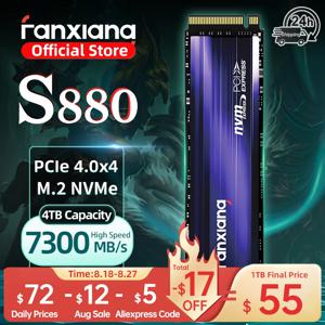 Fanxiang S880 M.2 SSD 7300 메가바이트/초 1TB/2TB/4TB M.2 NVMe SSD 드라이브 PCIe 4.0x4 하드 디스크 PS5 노트북 PC용 내부 솔리드 스테이트 드라이브