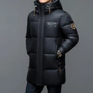 -30 °   새로운 패션 남자 90% 화이트 후드 오리 자켓 남자의 두꺼운 따뜻한 방수 파카 오버 코트 다운 코트