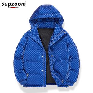 Supzoom 새로운 도착 캐주얼 남성 겨울 유행 후드 빵 커플 밝은 얼굴 별이 빛나는 두꺼운 코트 코튼 패딩 자켓