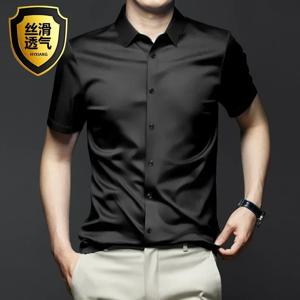 다채로운 셔츠, 반팔, 여름 아이스 실크, 아이스 느낌, 다리미 프리미엄 비즈니스 셔츠, 주름 방지 인치 셔츠