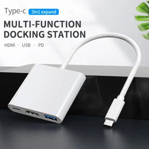 USB C-HDMI 멀티포트 어댑터, Thunderbolt 3-HDMI 4K 출력/USB 3.0 포트/PD 100W 고속 충전 포트가 포함된 3-in-1 Type-C 허브