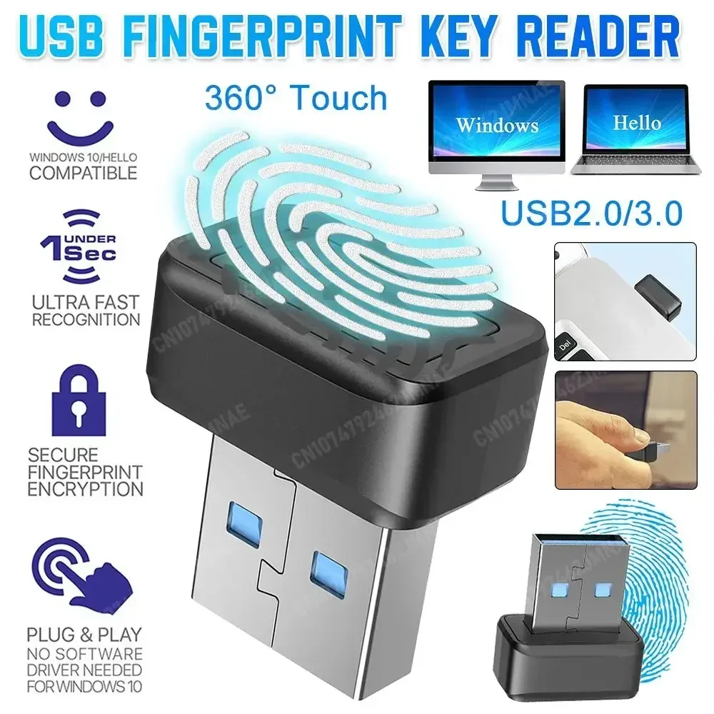USB 지문 키: 비밀번호 없는 로그인을 위한 Windows 호환 생체 인식 스캐너, PC 보안에 이상적