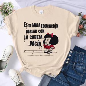Mafalda 탑 여성 여름 그래픽 만화 티셔츠 여성 디자이너 하라주쿠 의류
