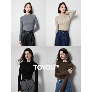 TOYOUTH 니트 탑 2024 가을 겨울 긴 소매 하프 터틀넥 따뜻한 솔리드 컬러 기본 니트 풀오버 점퍼 스웨터 탑