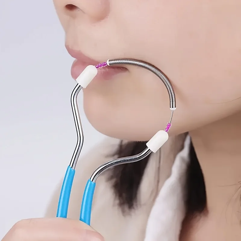 여성용 얼굴 제모기, 상부 입술, 턱, 얼굴의 불필요한 털 제거, 휴대용 핸드헬드 스프링 롤러 제모기로 매끄러운 피부를 위해