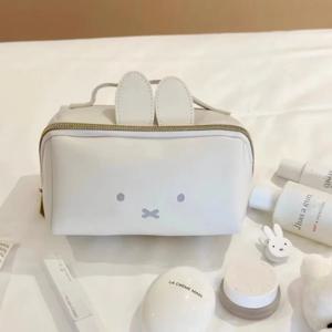 만화 Kawaii Miffy 토끼 화장품 가방 핸드백 휴대용 세탁 가방 다기능 스토리지 편지지 용품 연필 케이스