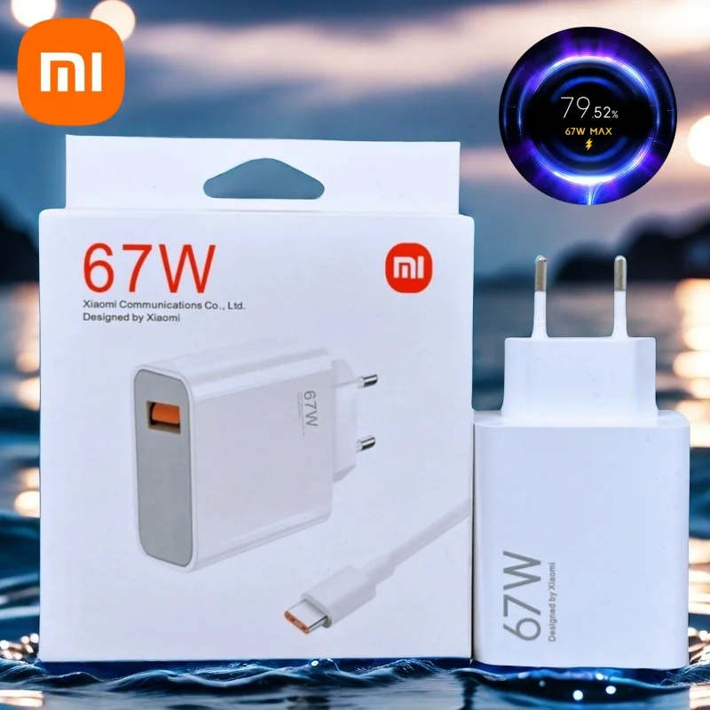 Xiaomi 67W 충전기 Redmi Note 14 13 Pro Mi 13 Lite K60 K60E K50 전화 용 기존 고속 충전 터보 어댑터 Usb 유형 C 케이블