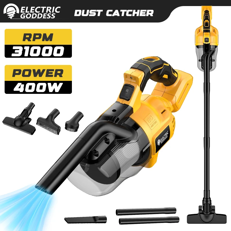 400W 진공 무선 진공 청소기 16000PA 강력한 흡입 가정용 DIY 진공 청소기 여러 액세서리 멀티 장면 사용 소파 바닥 자동차 등 DEWALT 20V 배터리에 적합