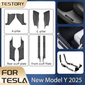 Tesla Model Y 2025 주니퍼 액세서리 ABC 필러 보호 보드 전면 및 후면 임계 값 가드 새로운 모델 Y 용 스크래치 방지