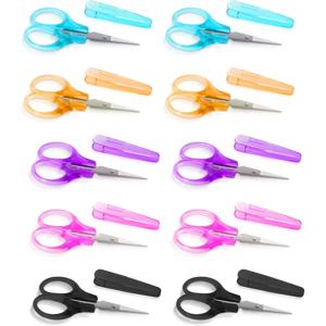 5/10 Pcs 소형 다목적 가위, 보호 커버가있는 스테인레스 스틸 샤프 미니 디테일 공예 가위, 3.5 인치