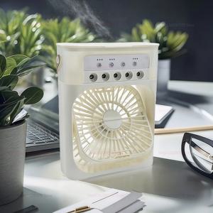 미니 USB 워터 미스트 팬 휴대용 에어쿨러 가습기 3 in 1 에어컨 팬 7색 LED 야간 조명 사무실 가정용 팬