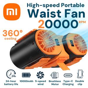 Xiaomi 충전식 허리 목 팬 20000RPM 10000mAh 24H 런타임 5 속도 듀얼 모터 벨트 클립 야외 사무실 여행 냉각
