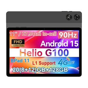 BNCF 11인치 안드로이드15 MTK G100 8코어 태블릿 8GB 램 128GB 저장용량 7000mAh 배터리 4G LTE 패드 와이드바인 L1 타입C 2K IPS 스크린 탭